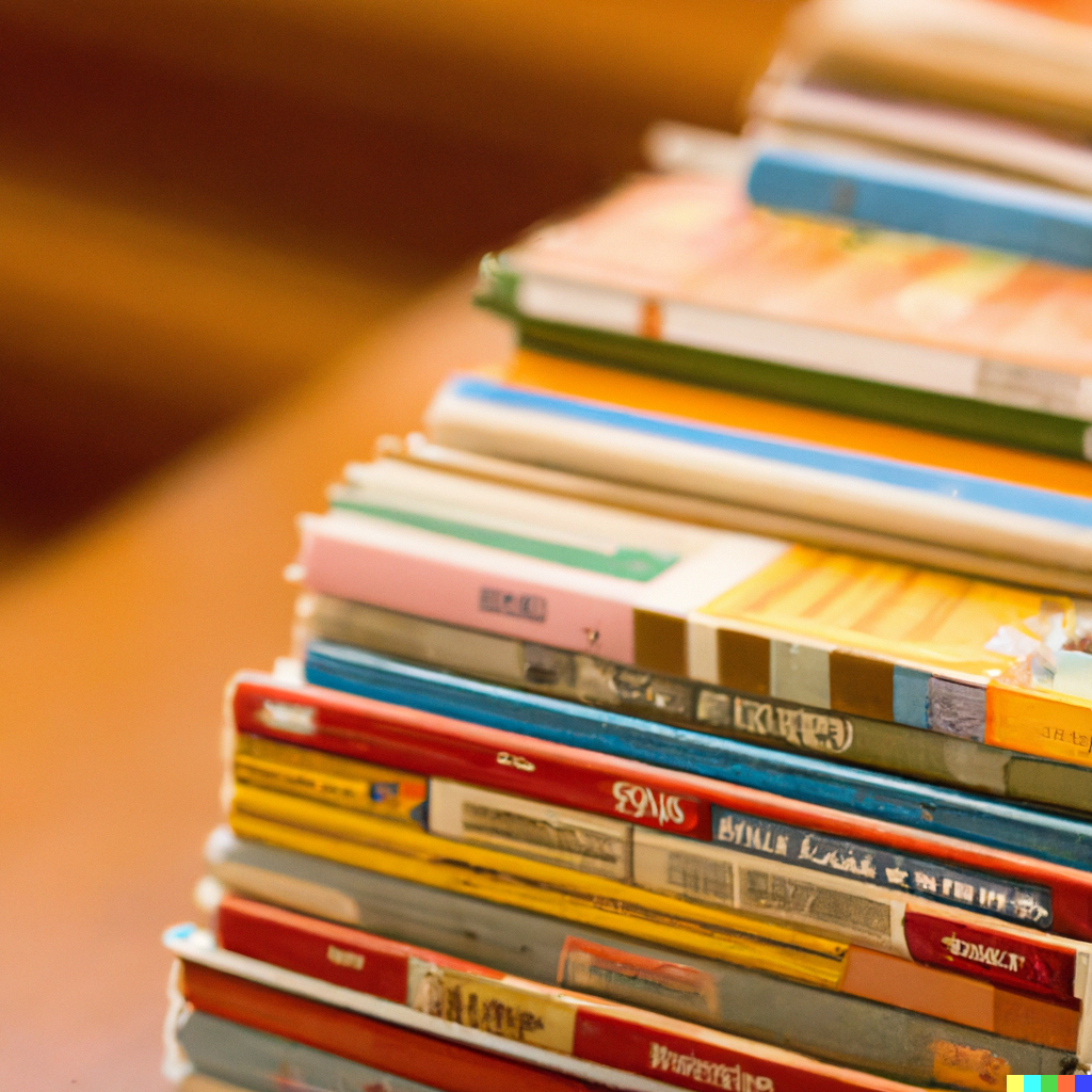 uploads/joeh/1658104916/DALL·E 2022-07-17 17.43.16 - Stack of children's book on a table, warm lighting, New York City library, Canon EOS, professional photo.png