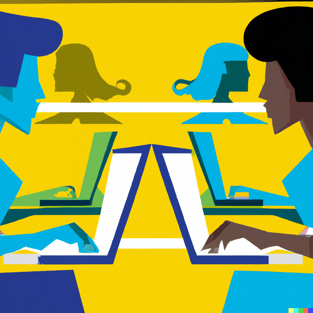 uploads/joeh/1658103816/DALL·E 2022-07-17 17.25.49 - a graphic representing competition featuring men and woman on their laptops, abstract art.png