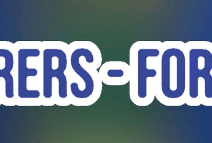 A horizontal banner displaying the text "AI TINKERERS - FORT WAYNE" in bold, rounded dark blue letters with a prominent white outline, set against a blurred gradient background that transitions from dark blue on the left to dark green on the right.