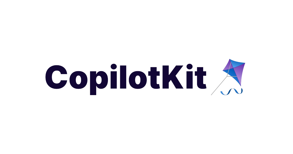(Logo) The logo for CopilotKit, featuring the brand name in a dark purple font followed by a stylized kite icon in shades of blue and purple. Text: CopilotKit Colors: #120b3b, #2563eb, #7c3aed Note: The image displays a brand name alongside a graphic symbol, which is characteristic of a corporate logo.