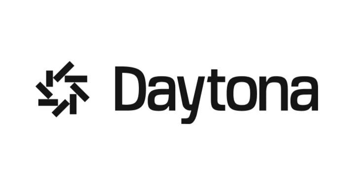 (Logo) A minimalist logo for 'Daytona' featuring a circular geometric icon and clean sans-serif typography. Text: Daytona Colors: #000000, #FFFFFF Note: The image displays a brand name alongside a specific graphical symbol, which is the defining characteristic of a logo.