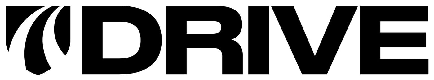 (Logo) A black and white logo featuring the word 'DRIVE' in bold capital letters, preceded by a stylized graphic element resembling a winding path or road within a shield shape. Text: DRIVE Colors: #000000, #FFFFFF Note: This image combines a distinct graphic symbol with a wordmark, designed to represent a brand or entity, which is the primary characteristic of a logo.