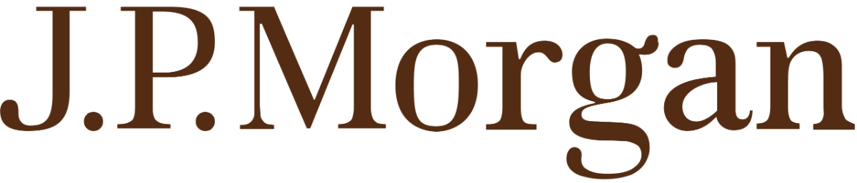(Logo) The image displays the text 'J.P.Morgan' in a dark brown, serif font. The text is set against a solid black background. Text: J.P.Morgan Colors: #5F3F2B Note: The image consists solely of stylized text representing a well-known brand name, which is characteristic of a logotype. There are no other graphic elements or complex layouts.