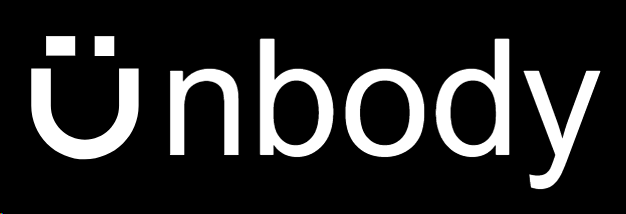 (Logo) The image displays the word 'ünbody' in white, sans-serif text against a solid black background, likely serving as a brand logo. Text: ünbody Colors: #FFFFFF, #000000 Note: The image consists solely of a stylized wordmark, which is characteristic of a logo designed to represent a brand or entity.
