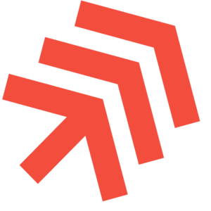 (Logo) The image displays a stylized graphic featuring three red chevron-like shapes arranged diagonally, pointing upwards and to the right. These geometric elements are set against a solid black background. Colors: #F04E39, #000000 Note: The image consists of a simple, abstract graphic element without any photographic or illustrative detail, which is characteristic of a logo or an icon designed for branding or symbolic representation.