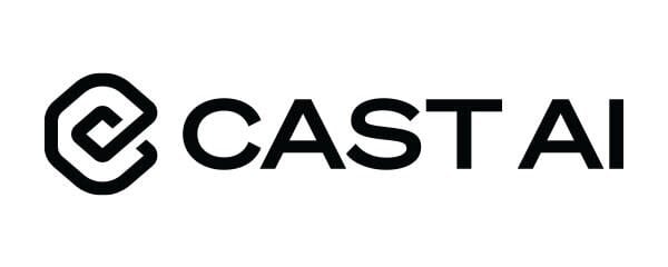 (Logo) The image shows the logo for 'CAST AI', featuring a stylized black hexagonal spiral icon on the left and the brand name 'CAST AI' in a bold, sans-serif font on the right, against a white background. Text: CAST AI Colors: #000000, #FFFFFF Note: The image displays a corporate brand name alongside a distinct graphic symbol, which is the standard format for a logo.
