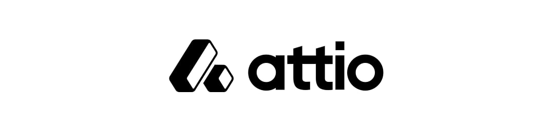 (Logo) The image displays the black and white logo for 'attio', featuring a minimalist geometric icon next to the lowercase wordmark. Text: attio Colors: #000000, #FFFFFF Note: The image displays a distinct brand mark and wordmark on a solid background, which is the standard format for a corporate logo.