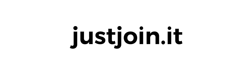 (Logo) The image shows the minimalist typographic logo 'justjoin.it' in a bold, black lowercase sans-serif font centered on a solid white background. Text: justjoin.it Colors: #000000, #FFFFFF Note: The image contains only a clean, typographic brand wordmark on a plain background, which is characteristic of a logo.